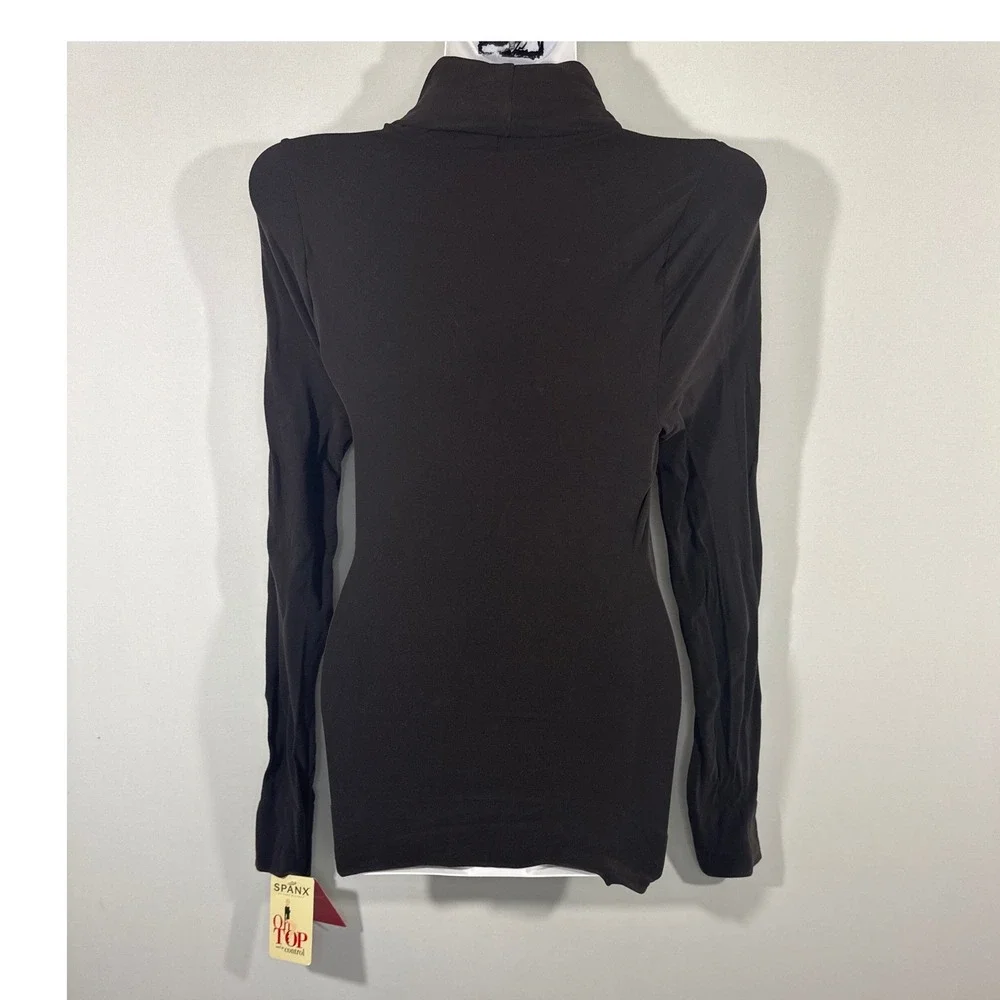 Spanx Classic Chic Turtleneck Top Womens‎ Large Brown Slimming Shapewear NWT